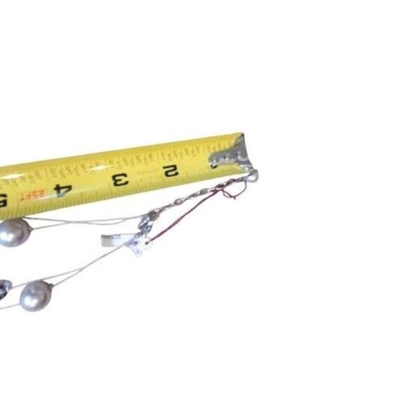 TOP FROG Gray Clear Glass & Silver Faux Pearls Double Strand Illusion Necklace - Picture 11 of 11